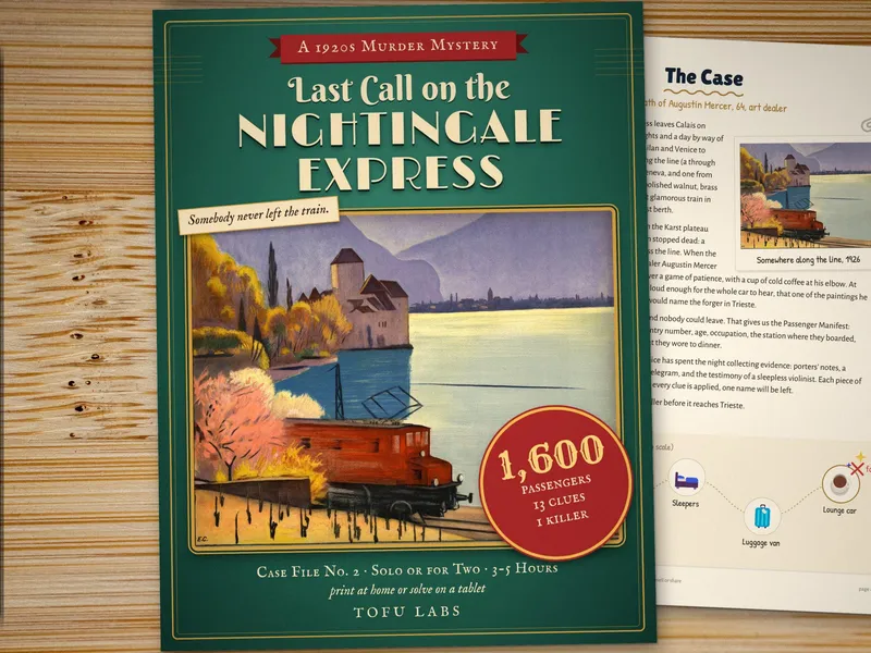 Cover of Last Call on the Nightingale Express with a red train by a lake